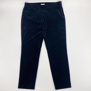 Eileen Fisher Fine Wale Corduroy Slim Ankle Pants Side Zip Black Sz M